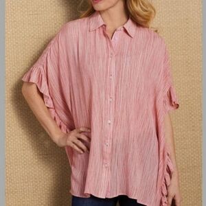 Soft Surroundings Lilou Ruffle Shirt Size Small